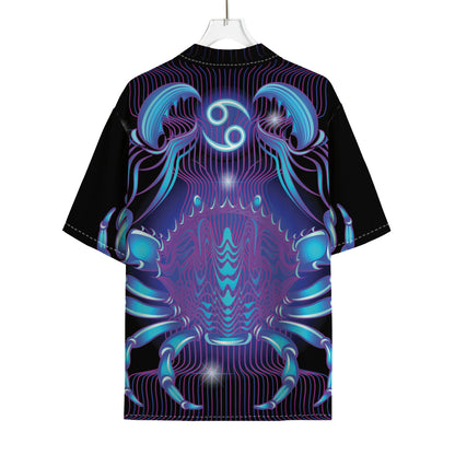 Dark Cancer Zodiac Sign Print Rayon Hawaiian Shirt