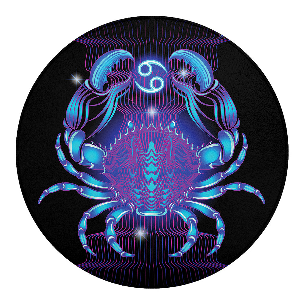 Dark Cancer Zodiac Sign Print Round Blanket