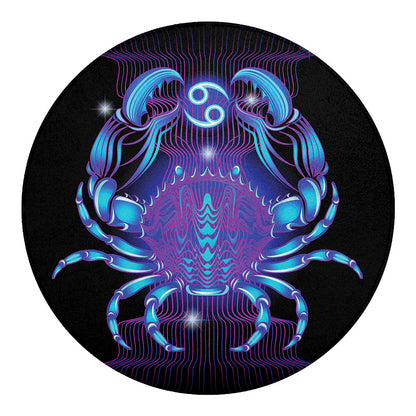 Dark Cancer Zodiac Sign Print Round Blanket