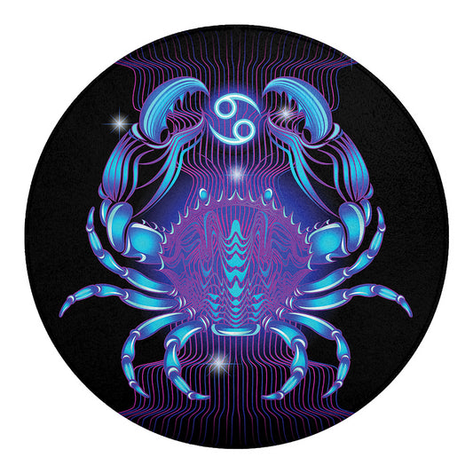 Dark Cancer Zodiac Sign Print Round Blanket
