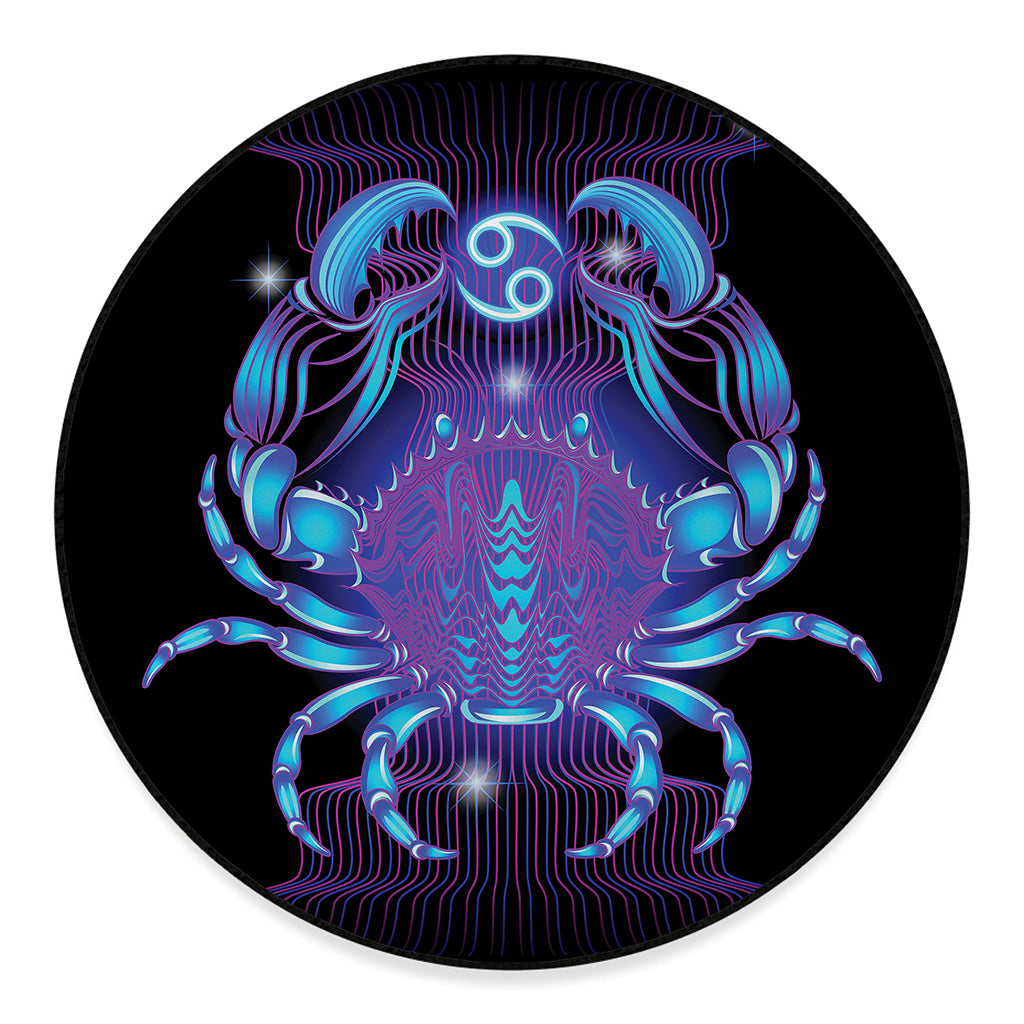 Dark Cancer Zodiac Sign Print Round Floor Mat