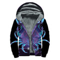 Dark Cancer Zodiac Sign Print Sherpa Lined Zip Up Hoodie
