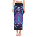 Dark Cancer Zodiac Sign Print Side Slit Maxi Skirt