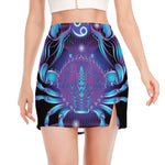 Dark Cancer Zodiac Sign Print Side Slit Mini Skirt
