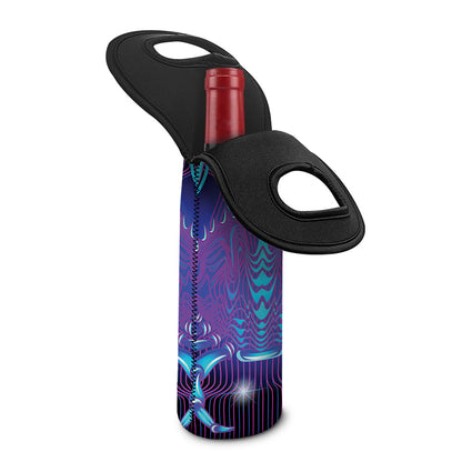 Dark Cancer Zodiac Sign Print Single Neoprene Wine Tote