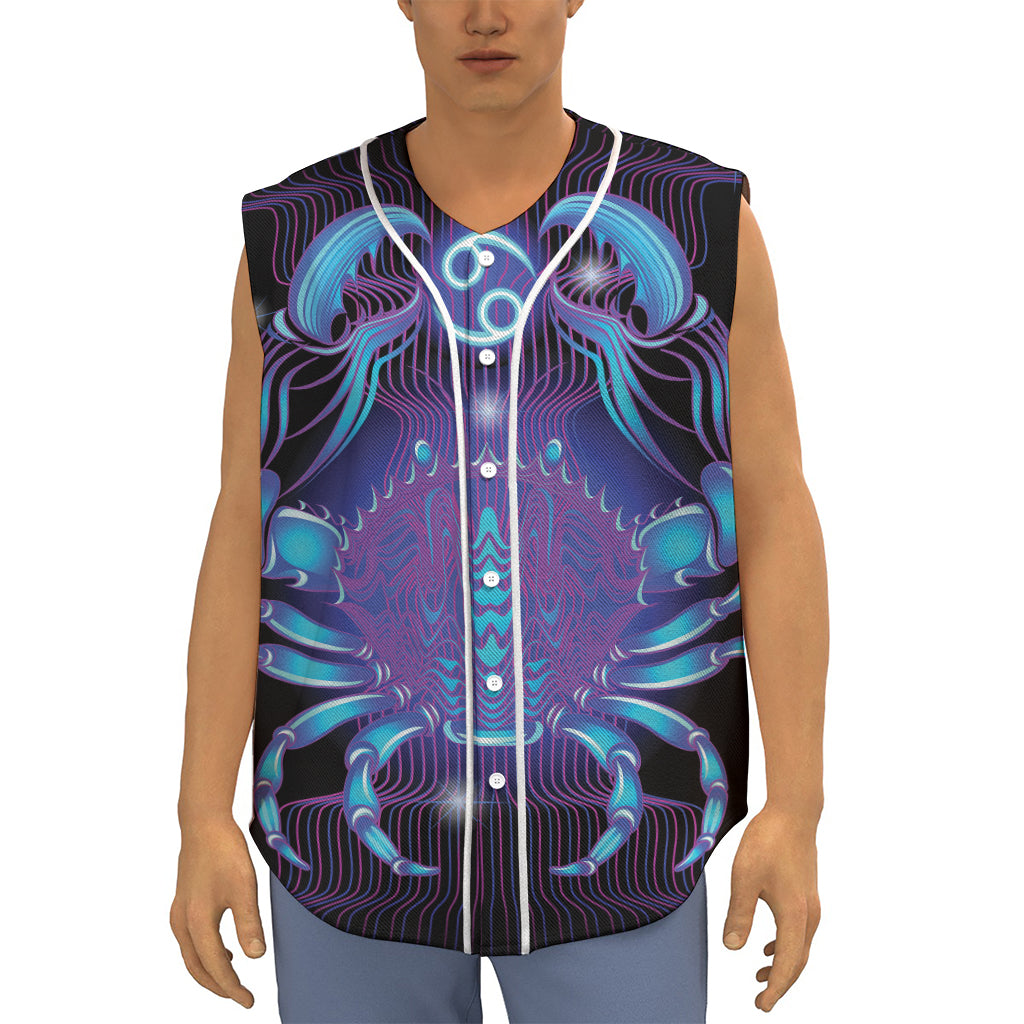 Dark Cancer Zodiac Sign Print Sleeveless Baseball Jersey