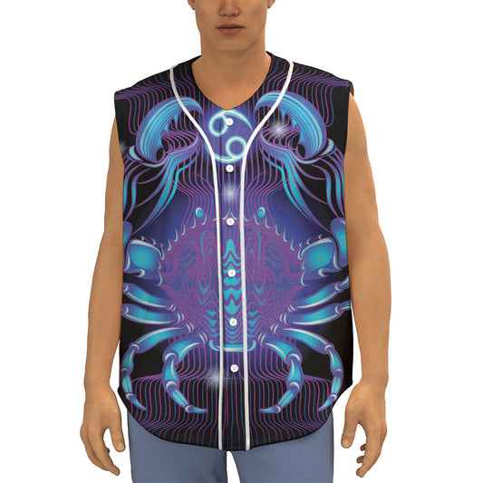 Dark Cancer Zodiac Sign Print Sleeveless Baseball Jersey