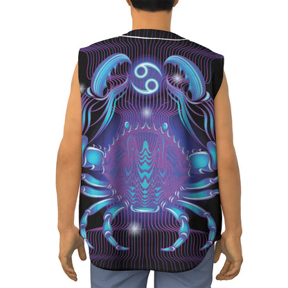 Dark Cancer Zodiac Sign Print Sleeveless Baseball Jersey