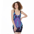 Dark Cancer Zodiac Sign Print Sleeveless Bodycon Dress