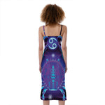 Dark Cancer Zodiac Sign Print Slim Fit Midi Cami Dress
