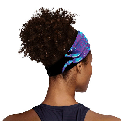 Dark Cancer Zodiac Sign Print Sports Headband