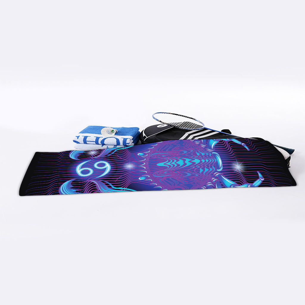 Dark Cancer Zodiac Sign Print Sports Towel