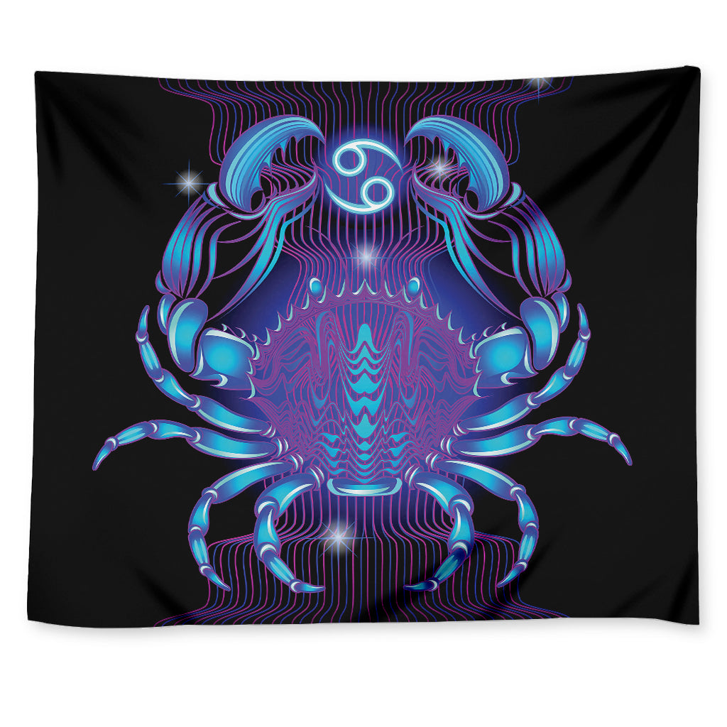 Dark Cancer Zodiac Sign Print Tapestry