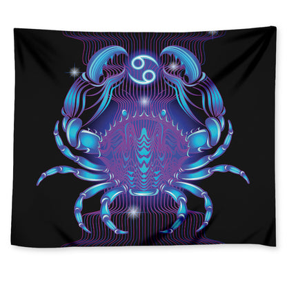 Dark Cancer Zodiac Sign Print Tapestry