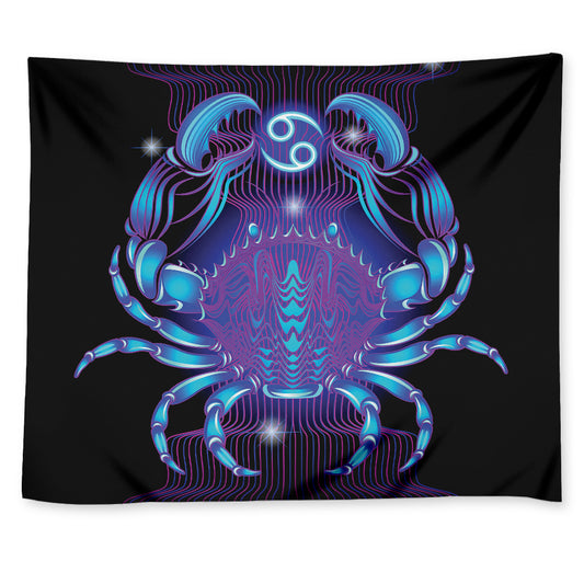 Dark Cancer Zodiac Sign Print Tapestry