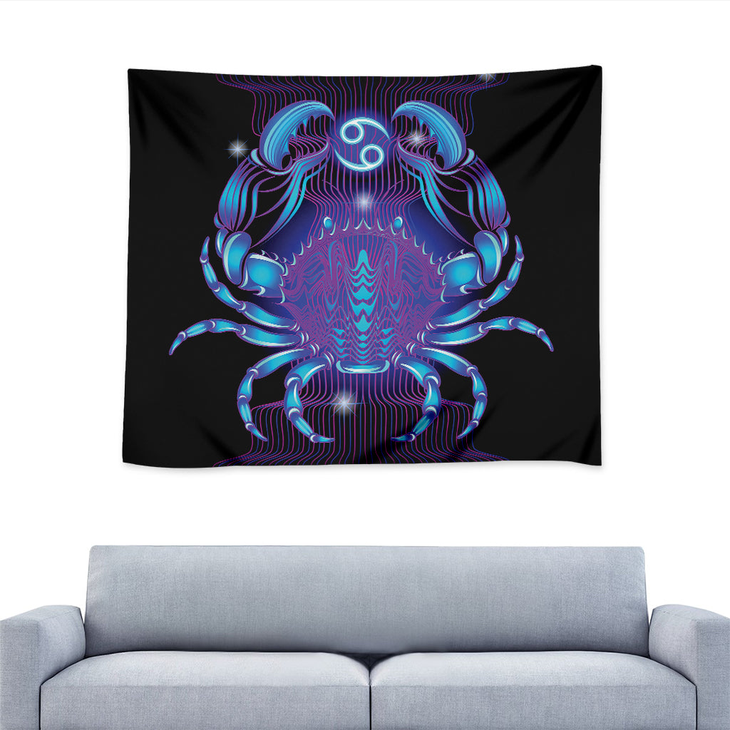 Dark Cancer Zodiac Sign Print Tapestry