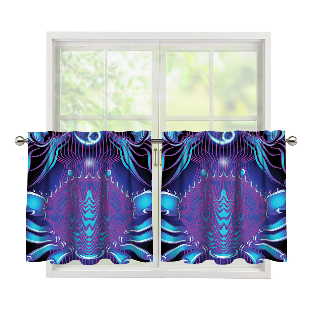 Dark Cancer Zodiac Sign Print Tier Curtains