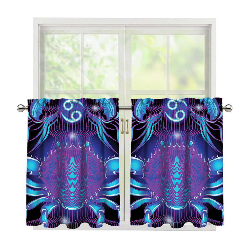 Dark Cancer Zodiac Sign Print Tier Curtains