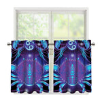Dark Cancer Zodiac Sign Print Tier Curtains