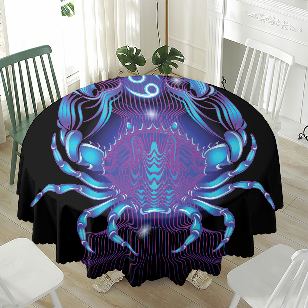 Dark Cancer Zodiac Sign Print Waterproof Round Tablecloth
