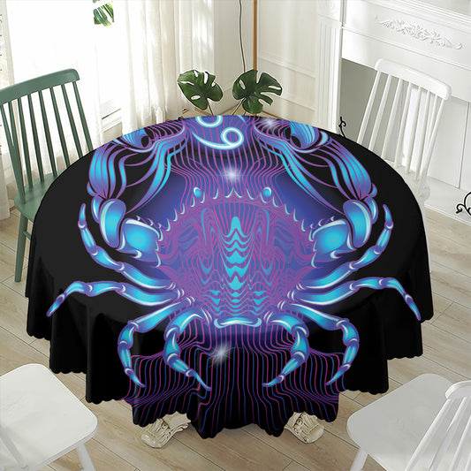 Dark Cancer Zodiac Sign Print Waterproof Round Tablecloth