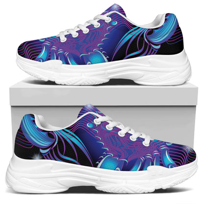Dark Cancer Zodiac Sign Print White Chunky Shoes