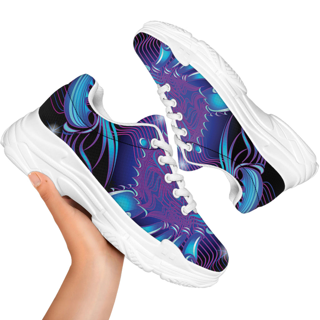 Dark Cancer Zodiac Sign Print White Chunky Shoes