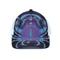 Dark Cancer Zodiac Sign Print White Mesh Trucker Hat