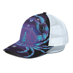 Dark Cancer Zodiac Sign Print White Mesh Trucker Cap