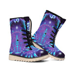 Dark Cancer Zodiac Sign Print Winter Boots