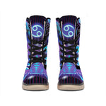 Dark Cancer Zodiac Sign Print Winter Boots