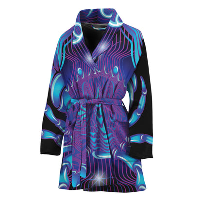 Dark Cancer Zodiac Sign Print Women's Bathrobe