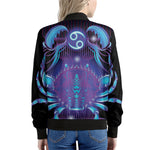 Dark Cancer Zodiac Sign Print Women's Bomber Jacket