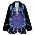 Dark Cancer Zodiac Sign Print Women's Cotton Blazer