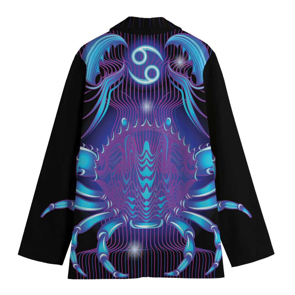 Dark Cancer Zodiac Sign Print Women's Cotton Blazer
