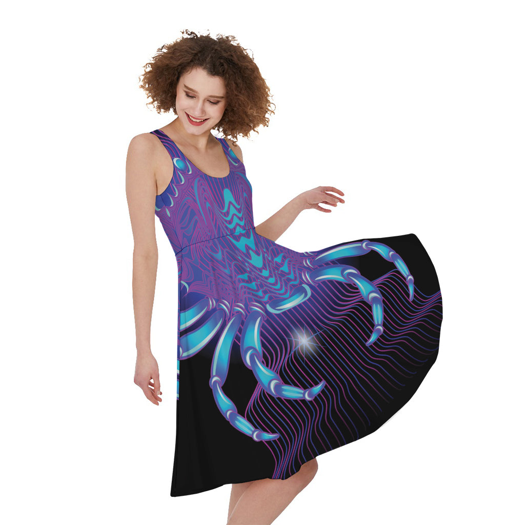 Dark Cancer Zodiac Sign Print Women's Sleeveless Dress