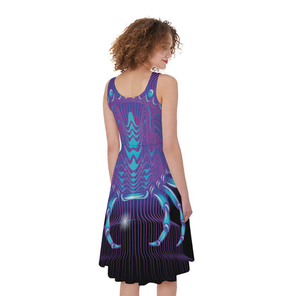Dark Cancer Zodiac Sign Print Women's Sleeveless Dress
