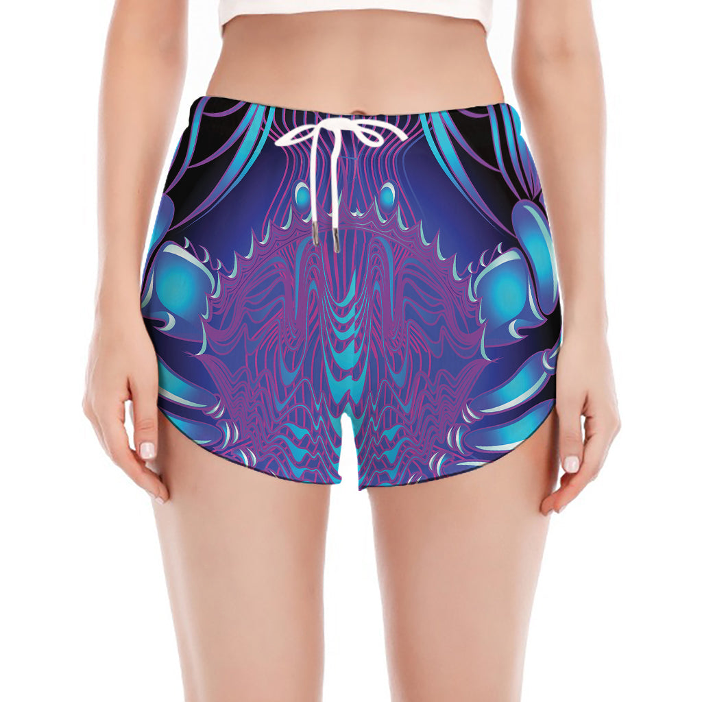 Dark Cancer Zodiac Sign Print Women's Split Running Shorts