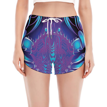 Dark Cancer Zodiac Sign Print Women's Split Running Shorts