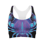 Dark Cancer Zodiac Sign Print Women's Sports Bra
