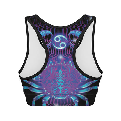 Dark Cancer Zodiac Sign Print Women's Sports Bra
