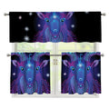 Dark Capricorn Zodiac Sign Print 3 Piece Kitchen Curtains