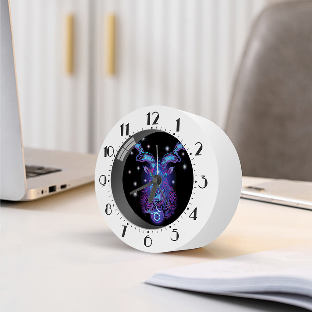 Dark Capricorn Zodiac Sign Print Alarm Clock