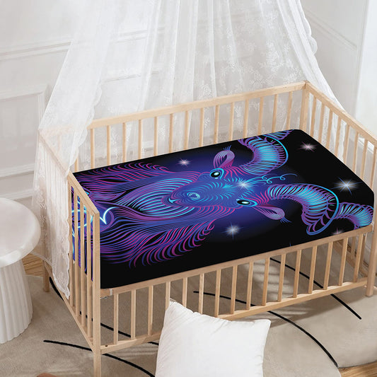 Dark Capricorn Zodiac Sign Print Baby Crib Sheet