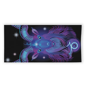 Dark Capricorn Zodiac Sign Print Beach Towel