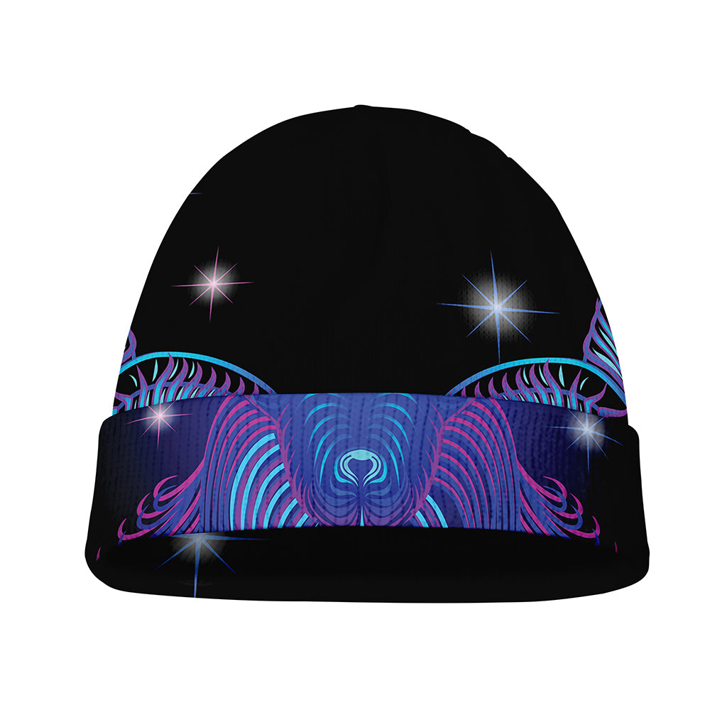 Dark Capricorn Zodiac Sign Print Beanie