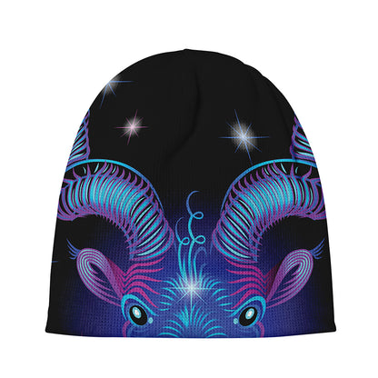 Dark Capricorn Zodiac Sign Print Beanie
