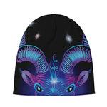 Dark Capricorn Zodiac Sign Print Beanie