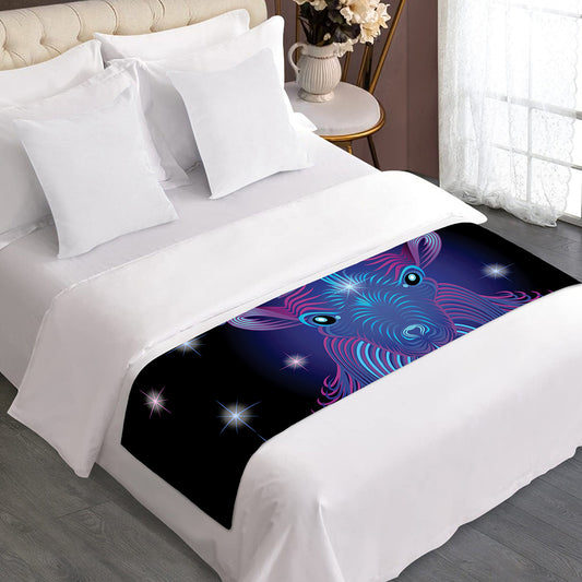 Dark Capricorn Zodiac Sign Print Bed Runner
