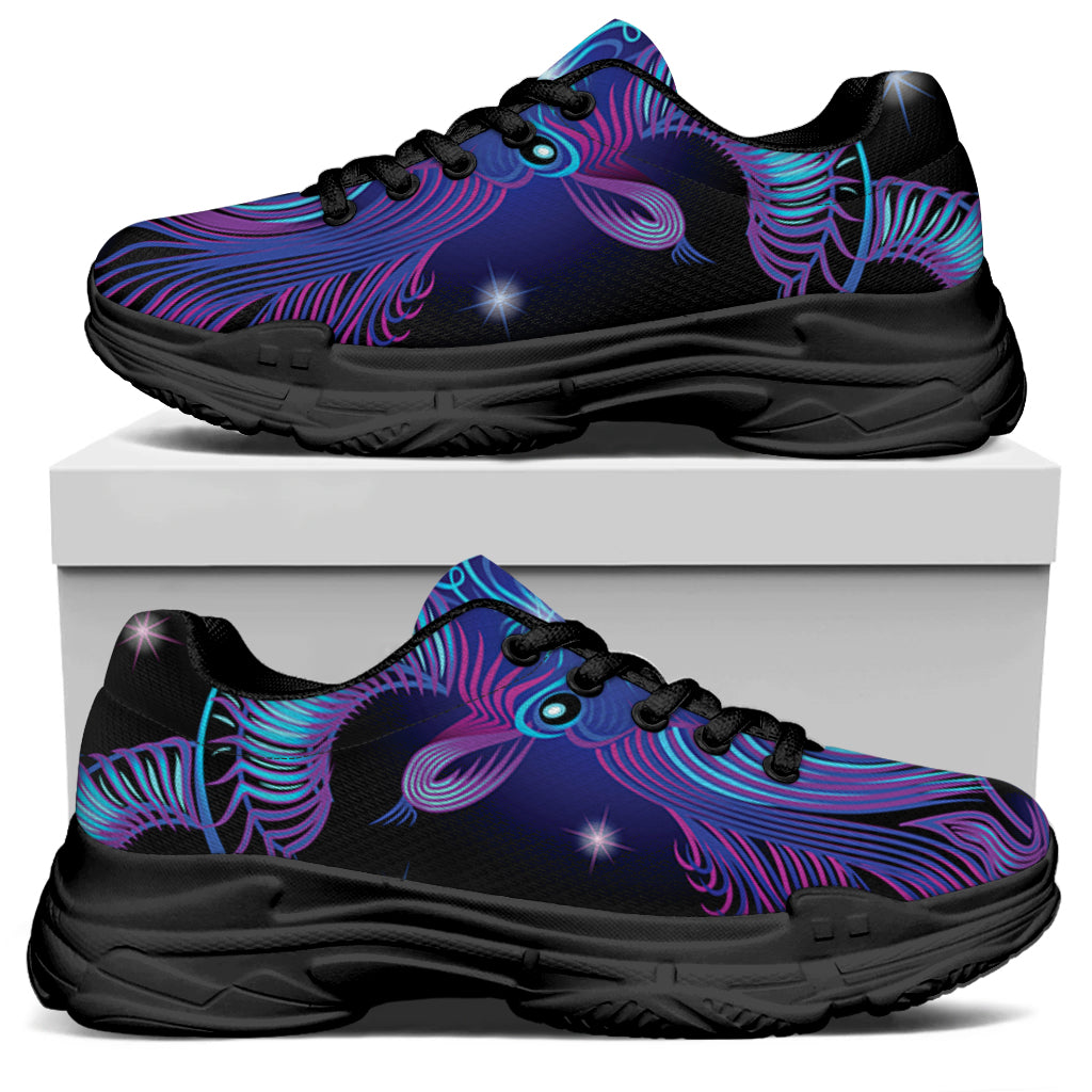Dark Capricorn Zodiac Sign Print Black Chunky Shoes